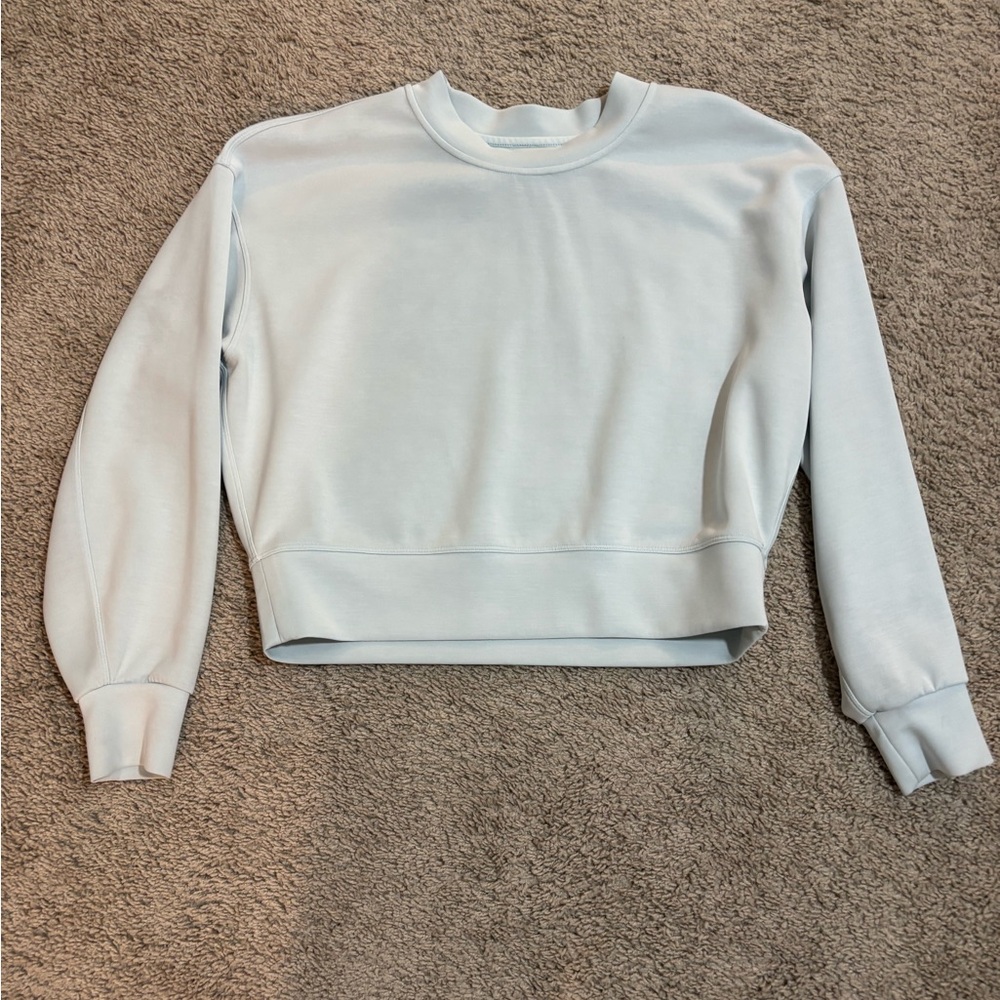 lululemon athletica Light Blue Cropped Crewneck Sweatshirt